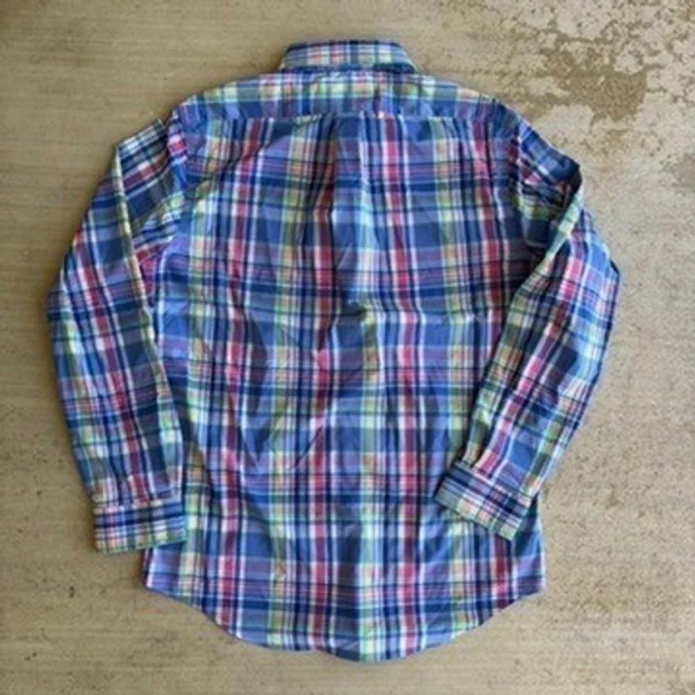 Polo Ralph Lauren Shirt Mens M Multicolor Plaid Performance Long Sleeve Classic